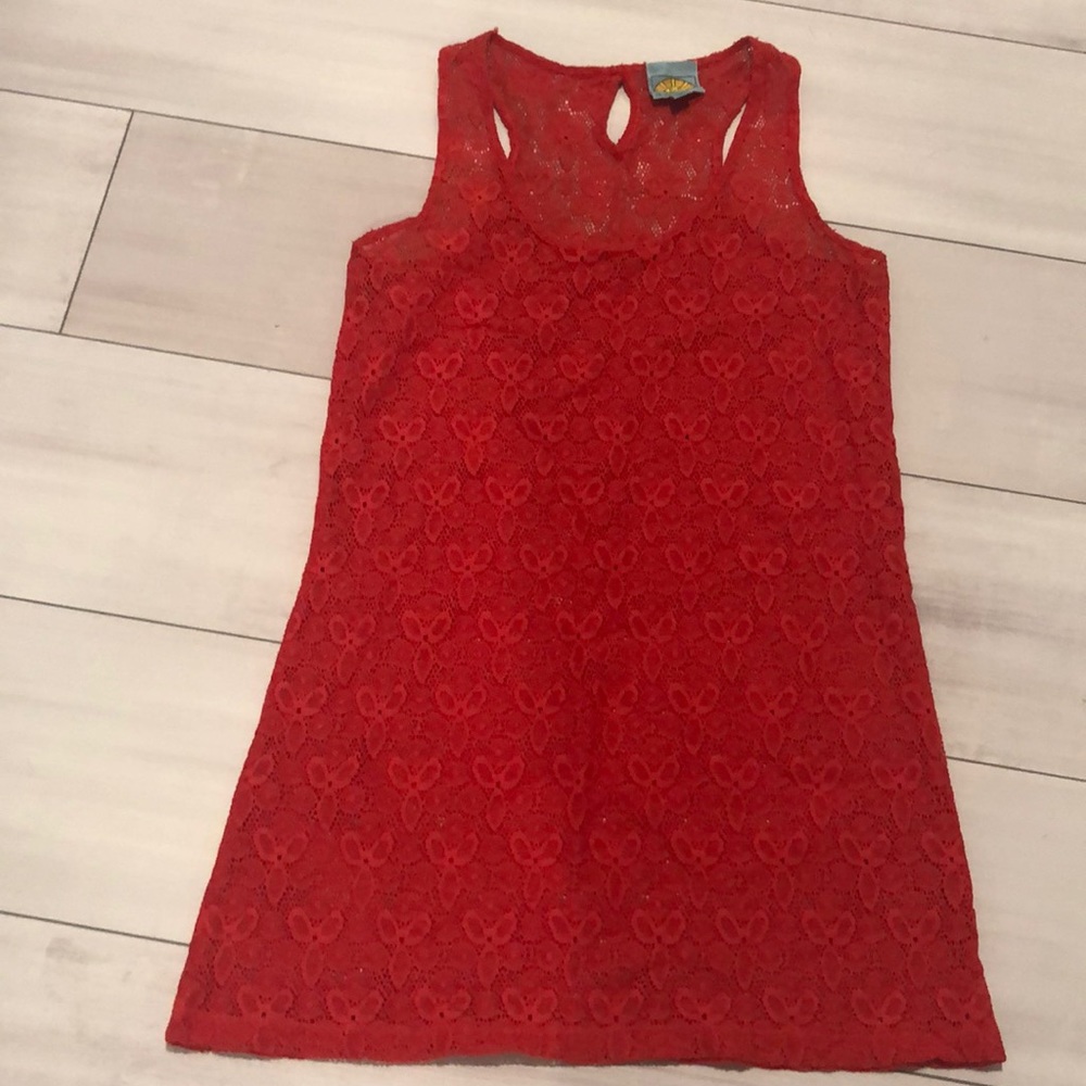 Beautiful Red Lace Swim Coverup/Tunic/Dress